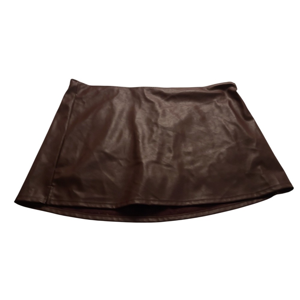 Wild Fable Burgundy Faux Leather Mini Skirt XXL Dark Red Vegan Leather A-Line